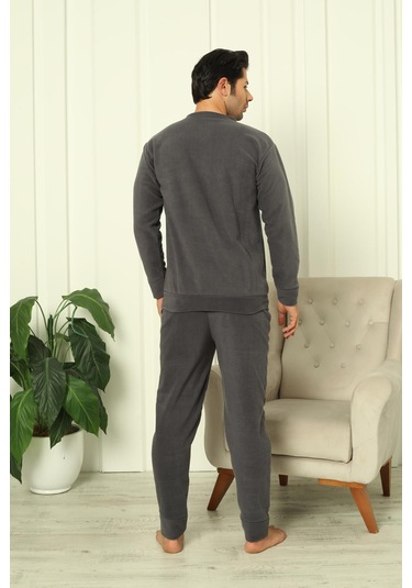 Erkek Manşetli Kışlık Polar Pijama Takımı 2267p Lacivert
