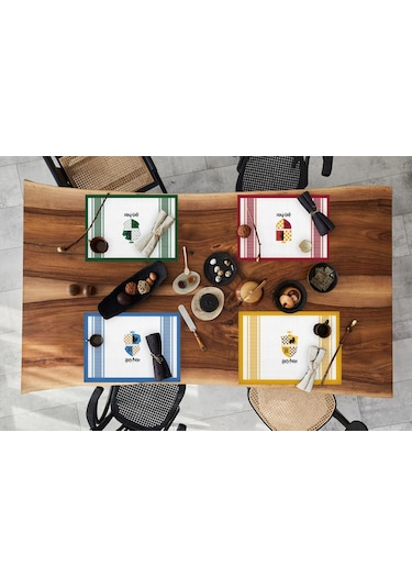 Adawall Home Hogwarts Houses Kumaş Amerikan Servis 4'lü Set Çok Renkli