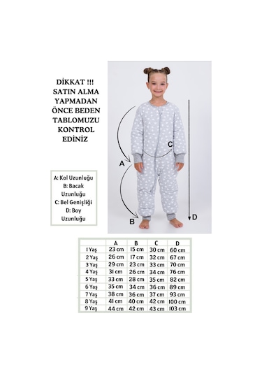 Kız Erkek Çocuk Kalın Elyaf Dolgulu Premium Kalite 2.5 Tog Desenli Uyku Tulumu Koyu Gri