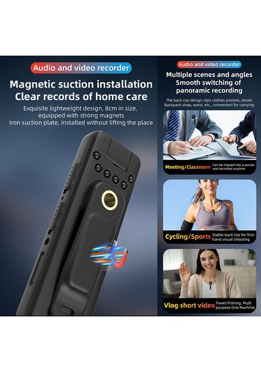 Yifomall "1080p Dönebilir Lensli Vücut Kamerası - Gece Görüşlü, Manyetik Klipsli, Uzun Pil Ömrü"