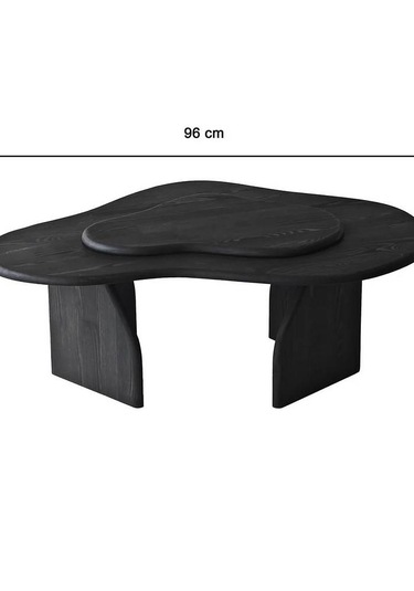 Meltedi Masif Ağaç Tasarım Orta Sehpa 96 X 65cm Siyah