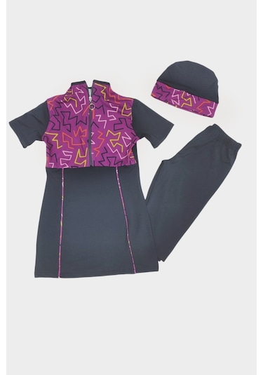 Yarım Kol Çocuk Mayo Fermuarlı Çocuk Mayosu Kısa Kol Mayo Kısa Kol Kız Çocuk Mayo Füme