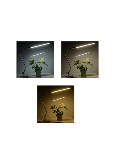 Yunboo 10w Monokrom Işıklı Şarjlı Sürekli Dimmable Klemli Lamba - Dormoda Yatak Odası Kitap Okuma Işığı Parlak Gümüş Gümüş