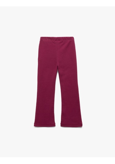 Koton Pamuklu Ribanalı Basic İspanyol Paça Tayt Mürdüm 6wmg40039ak Mor