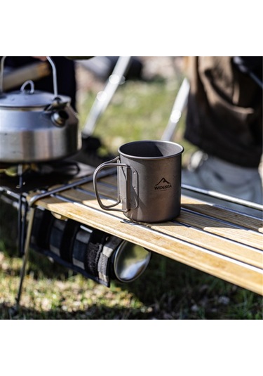 Ranyeek Titanium Kamp Çelik Bardak, Katlanabilir Kollü, Hafif, Isıya Dayanıklı, 375ml, Çadır, Yürüyüş, Outdoor Malzeme Çok Renkli