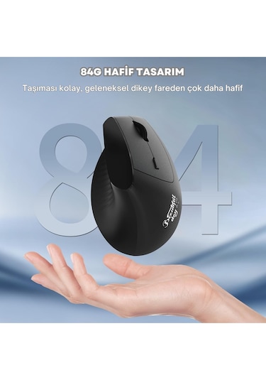 İ300 Kablosuz Ergonomik Dikey Mouse- 84gr-sessiz Tıklama- 57 Açı-16.000 Dpı Diğer