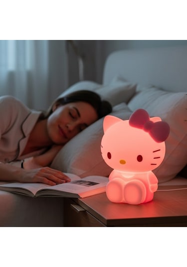 Hello Kitty Gece Lambası Ve Masa Lambası Beyaz
