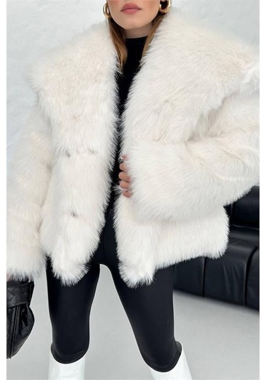 Kadın Yüksek Kalite İthal Kürk Mont Dpnbg037 Ekru