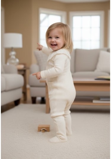 Miomini Baby Kız Bebek Patikli Tulum Mıo-4425 Somon
