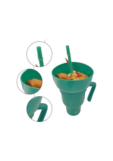 Koyu Yeşil İçecek Kupası Stadyum Bardak Ve Snack Bowl 2'si 1 Arada Snack İçecek Bardağı