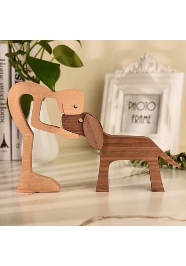 Dianziye Ahşap Köpek Aile Ornamenti - Skandinav Tasarım, Doğal Dokuma, Ev Dekorasyonu, Stres Azaltıcı, Hediye Önerisi B03