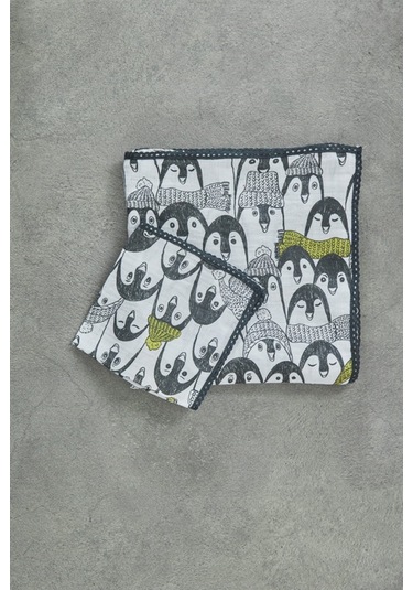 Ecocotton Pingu Bebek Müslin Örtü Seti 100 100 Cm - Füme