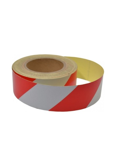 5Cmx46M Kırmızı Beyaz Reflektör Bant Fosforlu Bant Reflektif Bant