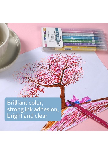 Qingmipy 12 Renkli İki Uçlu Metal Kalem Seti - Çizim, Kontur Çizme Ve Grafik Çalışmaları İçin 1-2mm Uçlar Çok Renkli