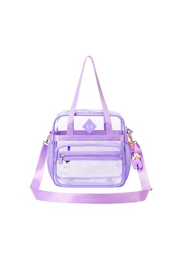 Çapraz Askılı Taşınabilir Su Geçirmez İlkokul,ortaokul Okul Büyük Kapasiteli Şeffaf Çanta Mor