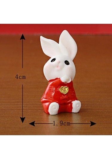 Lijinxu Karikatür Tavşan Heykeli Hayvan Modeli Masa Süs Ofis Ev