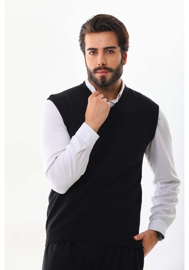 Günay Erkek V Yaka Yün Süveter 0108 Siyah