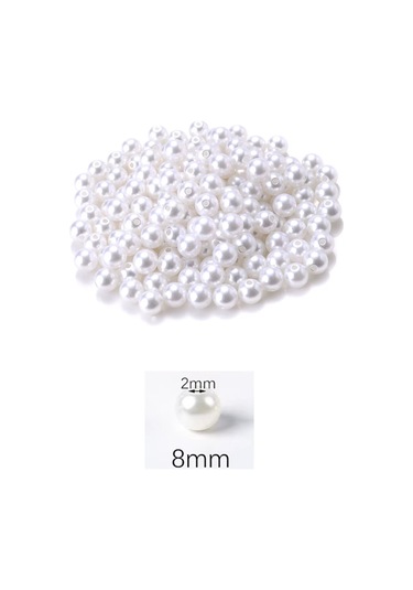 1.000 Gram 1 Kg. 8mm Beyaz Renk Plastik İnci Boncuk Çanta Ve Ta