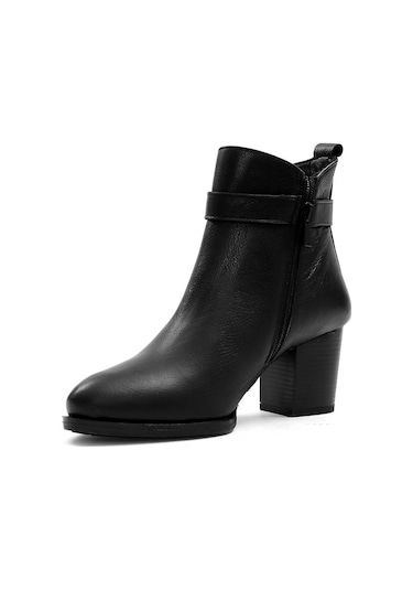 Castle Black 86608-1 Kadın Hakiki Deri Klasik Bot Siyah