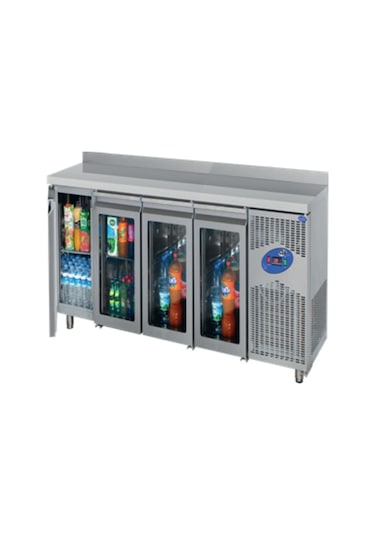 Karacasan Endüstriyel 632 Lt 304 Çelik Kaliteli 240 Cm Dört Kapılı 700'lük Tezgah Tipi Buzdolabı Cs-tek 4 700-c 240cm