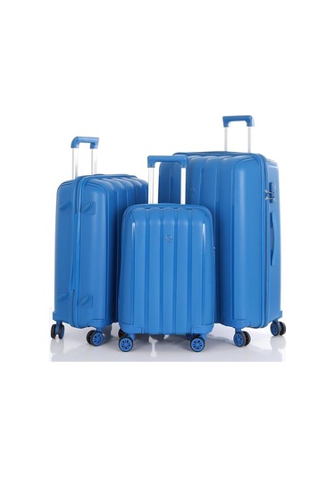 Mçs 3lü Set Kırılmaz Silikon Seyahat Valizi Bavulu V305 Saks Mavi Saks Mavi