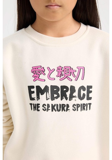 DeFacto Kız Çocuk 2'li Takım Baskılı Kalın Sweatshirt Üst Beli Lastikli Jogger Eşofman Altı D4869A824WNER99 Ekru DeFacto Kız Çocuk 2'li Takım Baskılı Kalın Sweatshirt Üst Beli Lastikli Jogger Eşofman Altı D4869A824WNER99 Ekru