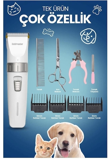 Goldmaster Gm-9125 Tırmık Evcil Hayvan Tıraş Seti