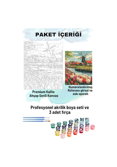 Sayılarla Boyama Seti Numaralı Tuval Fırça Boya 40x50 Cm - Sevimli Kediler