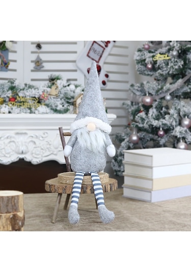 Xiyyadms Kırmızı Uzun Bacaklı Parçalı Yüzsüz Bebek Noel Figürü - Pencere Süsü Ve Ev Dekorasyon Aracı