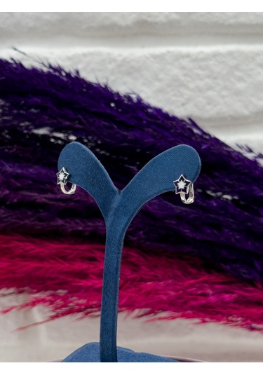 925 Ayar Gümüş Yıldızlı Mineli Zarif Kız Çocuk Küpesi Gümüş