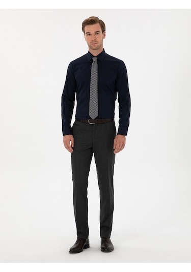 Cacharel Lacivert Slim Fit Pamuk Karışımlı Gömlek