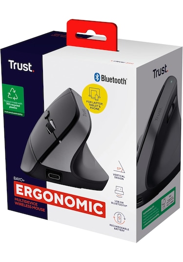 Trust 25146 Bayo Bluetooth + 2.4ghz. Şarjlı Ergonomik Dikey Mouse