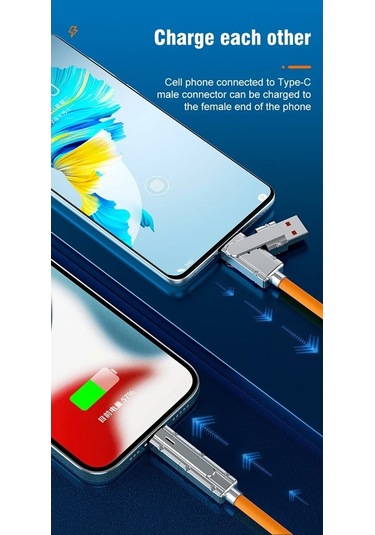 Flybuy 120w 4-in-1 Type-c Cep Telefonu Veri Kablosu, Pd Hızlı Şarj, 2m, Siyah