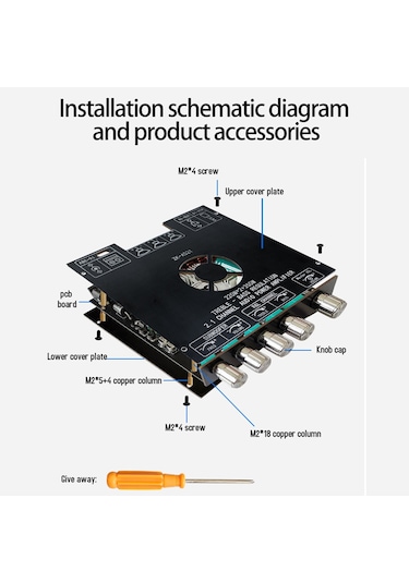 Vkemall Zk-as21 Kompakt 2.1 Kanal Tpa3255 Bt Dijital Güç Amplifikatörü Kartı Modülü Yüks Siyah