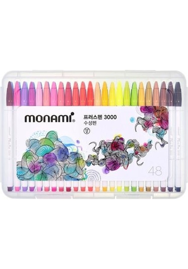 Monami 3000 Plus Pen Fine Liner Çizim Kalem Seti 48 Renk Kutulu Set Çok Renkli