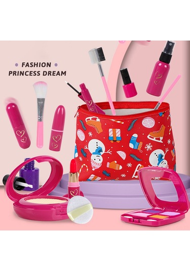 Singree Kızlar İçin 14 Parça Taklit Makyaj Seti - Çantalı Hediye Paketi Çok Renkli