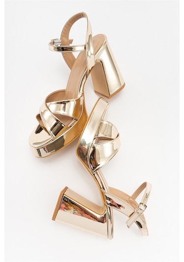 Luvishoes Lello Altın Kadın Topuklu Ayakkabı Altın