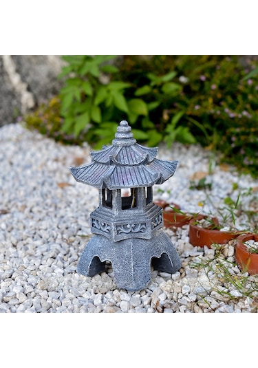 Moveevo Solar Enerji İle Çin Zen Stili Bahçe Aydınlatması - Serinleyici Manzaralı Taş Kule Dekoratif Lamba