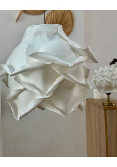 Modern Eva Gül Beyaz Tasarım Sarkıt Avize Beyaz