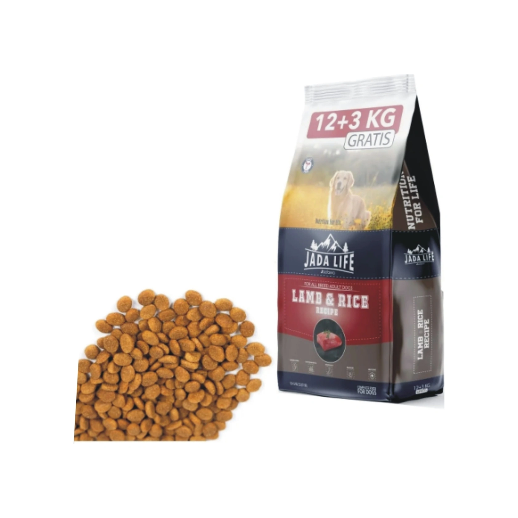 Jada Life Kuzu Etli & Prinçli Yetişkin Köpek Maması 12+3 Kg.