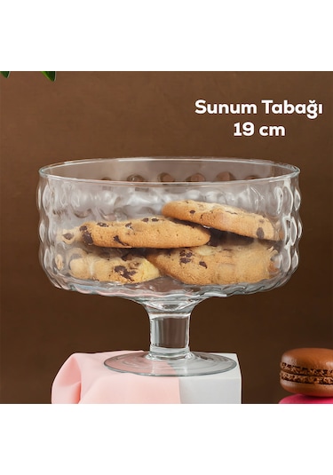 Porisma Rgy077 Bubbles Ayaklı Cam Kase Kek Tatlı Sunum Standı 19c