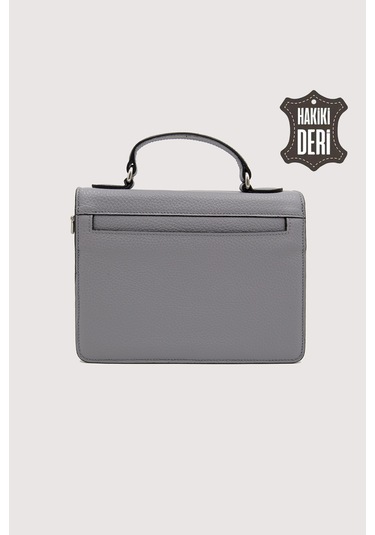 Hakiki Deri Kadın El Çantası Gri Smr9022 GRİ