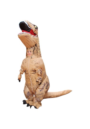 Noel Anaokulu Çocuk Tatil Yaratıcı Performans Şişme Kostüm Çocuk T-rex Kahverengi Yükseklik 1.1-1.4 M Standart