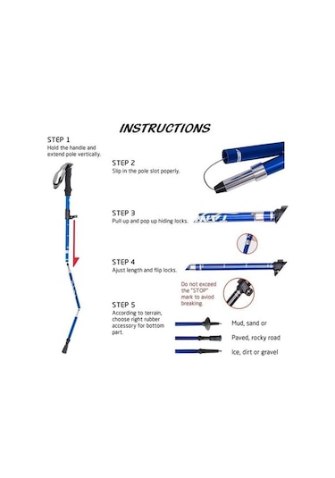 Novahub 250g Ultralight Mavi Teleskopik Kuzey Yürüyüş Batonu, Alüminyum Alaşım, Yürüyüş Ve Kamp İçin İdeal Mavi