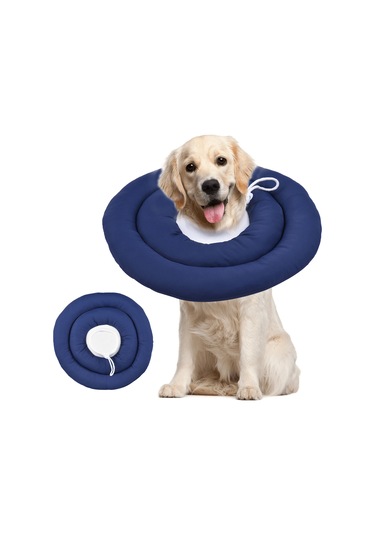 Geeroyoo Evcil Hayvanlar İçin Ayarlanabilir Boyunluk - Yara Koruma Ve Tırmalama Önleyici, Lacivert, 35cm Çap, Hafif Ve Konforlu. Mavi
