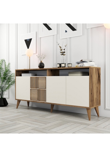 Milan 160cm Konsol - Ceviz / Krem