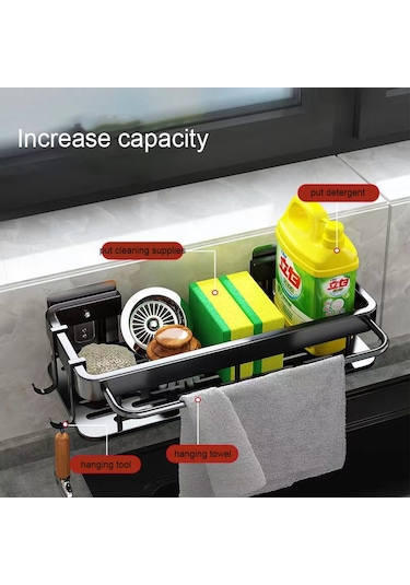 Fosenze Banyo Duvar Kurulu Alüminyum Dolap, Sabun/sponge/serviette Saklama, Pas Koruyucu, 30.5x13x5.5cm Siyah Siyah