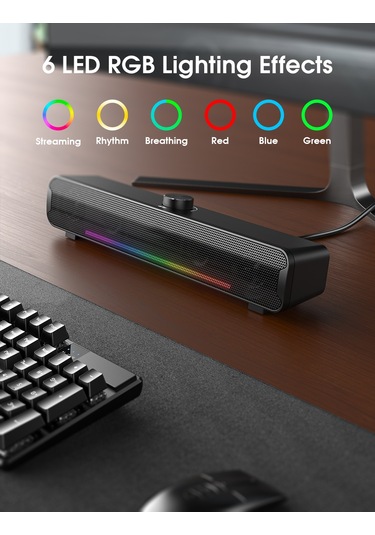 Yaozixa Onıkuma L16 Rgb Işıklı 16w Dual Hoparlör - Bluetooth 5.3 + Kablolu, Ev/ofis/pc Oyuncu Hoparlörü, Derin Taban, Kolay Kontrol