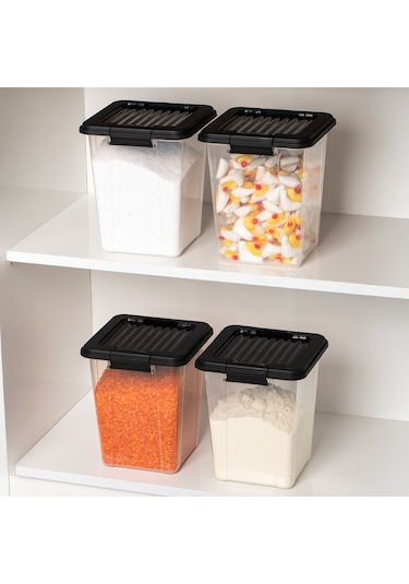 Porsima 4371 4 Lü Mega Boy Hava Geçirmez Deterjan Saklama Kabı Erzak Saklama Kabı Seti Gri 5 Lt Şeffaf