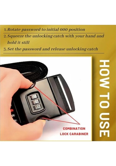 Besthome1 Seyahat Valiz Güvenlik Kemerleri Nilon Kendi Kodlu Kilitli Çapraz Tasarım 200-300cm Ayarlanabilir Abs Kilitle Blok De